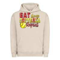 Pigment French Oak Eat Sleep Softball Repeat Urban Hoodie - LillyAllenDesigns
