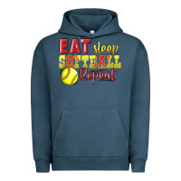 Pigment Midnight Navy Eat Sleep Softball Repeat Urban Hoodie - LillyAllenDesigns