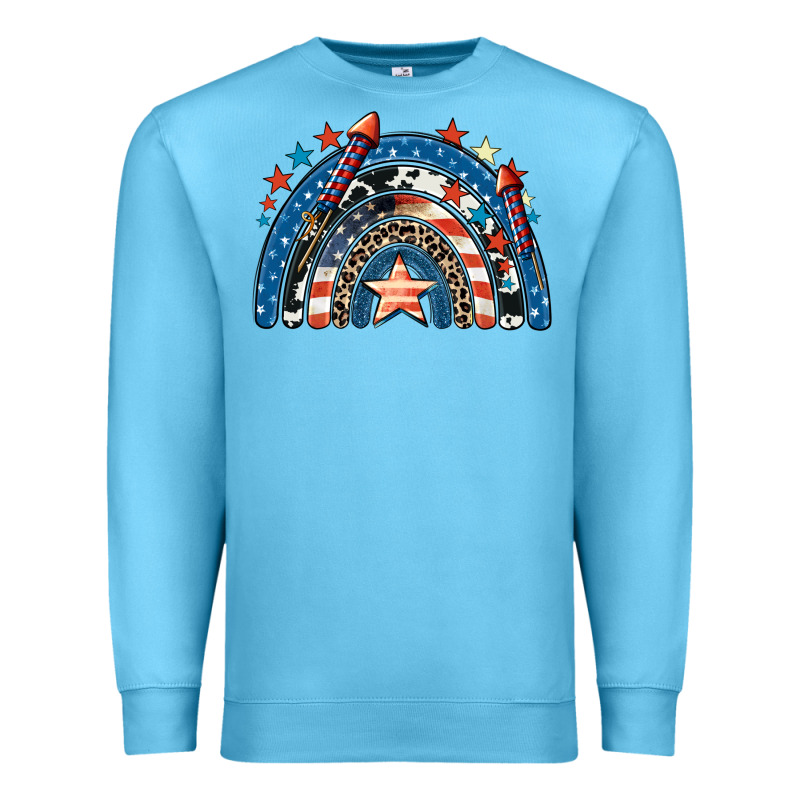 American Rainbow 4th Of July Premium Sweatshirt by CowGirlArtShop | Teevron