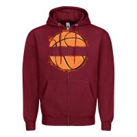 Burgundy custom basketball Zipper Hoodie - MaliasSmallBusiness