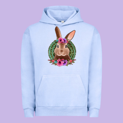 Western Leopard And Flowers Easter Bunny Urban Hoodie Designed By Jasminsmagicworld