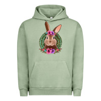 Pigment Oil Green western leopard and flowers easter bunny Urban Hoodie - Jasminsmagicworld