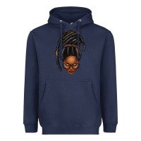 Navy afro woman faux jumbo locs Heavyweight Hoodie - texasbilliewilder