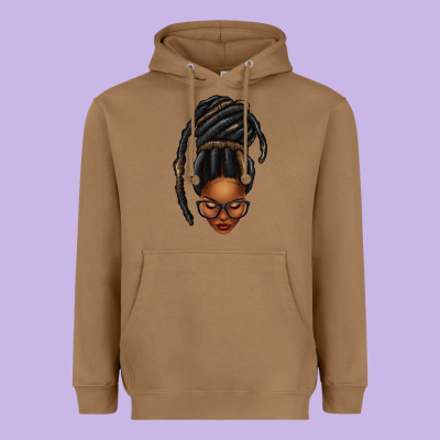 Afro Woman Faux Jumbo Locs Heavyweight Hoodie Designed By Texasbilliewilder