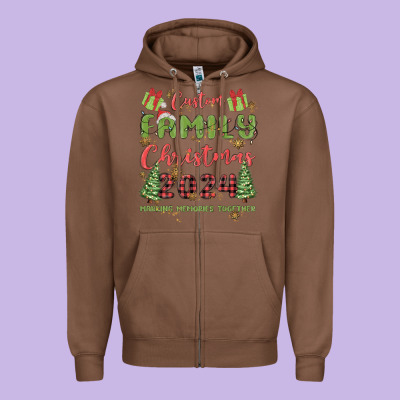 Zipper Hoodie custom family christmas 2024 marking memories toge