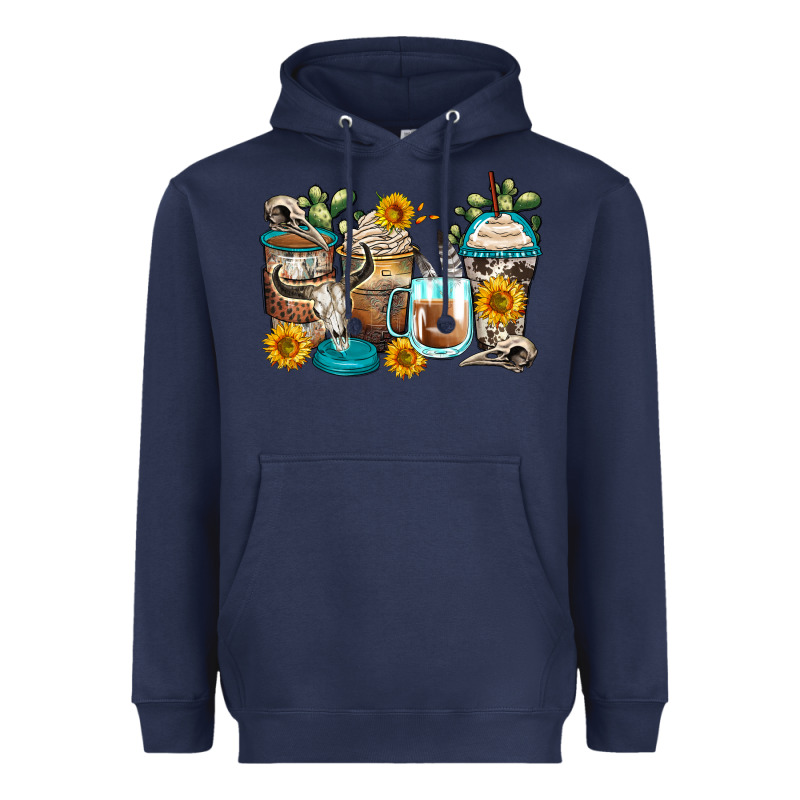 Bull Skull Coffee Cups Heavyweight Hoodie by Zillion Design Studio | Teevron