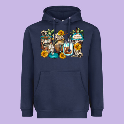 Bull Skull Coffee Cups Heavyweight Hoodie Designed By Zillion Design Studio