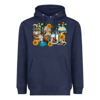Navy bull skull coffee cups Heavyweight Hoodie - Zillion Design Studio