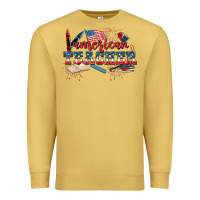 Antique Gold American Teacher 4th of July Premium Sweatshirt - CowGirlArtShop