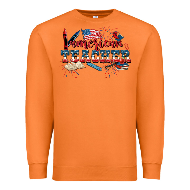 American Teacher 4th Of July Premium Sweatshirt by CowGirlArtShop | Teevron
