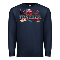 Navy American Teacher 4th of July Premium Sweatshirt - CowGirlArtShop