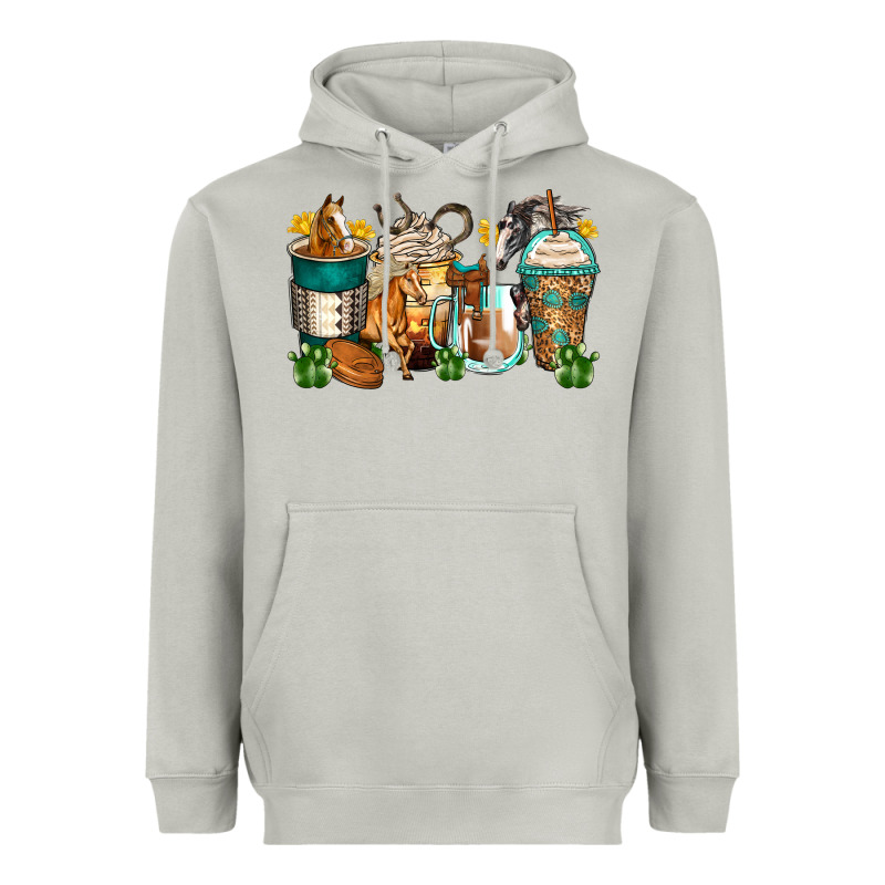 Horses Coffee Cups Heavyweight Hoodie by Zillion Design Studio | Teevron