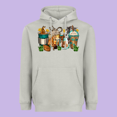 Horses Coffee Cups Heavyweight Hoodie Designed By Zillion Design Studio