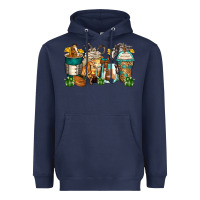 Navy horses coffee cups Heavyweight Hoodie - Zillion Design Studio