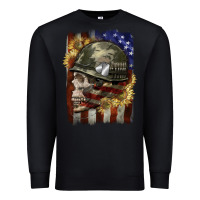 Black Army skull 4th of july Premium Sweatshirt - CowGirlArtShop