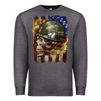 Charcoal Heather Army skull 4th of july Premium Sweatshirt - CowGirlArtShop