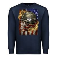 Navy Army skull 4th of july Premium Sweatshirt - CowGirlArtShop
