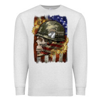 Oatmeal Heather Army skull 4th of july Premium Sweatshirt - CowGirlArtShop