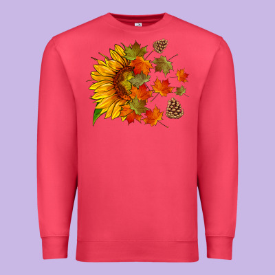 Sunflower And Autumn Leaves Premium Sweatshirt Designed By Hra Design Shop