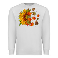 Dove Grey sunflower and autumn leaves Premium Sweatshirt - HRA Design Shop