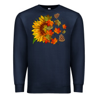 Navy sunflower and autumn leaves Premium Sweatshirt - HRA Design Shop