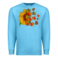 Ocean Blue sunflower and autumn leaves Premium Sweatshirt - HRA Design Shop