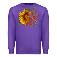 Purple sunflower and autumn leaves Premium Sweatshirt - HRA Design Shop