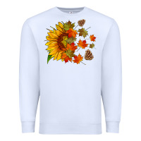 White sunflower and autumn leaves Premium Sweatshirt - HRA Design Shop
