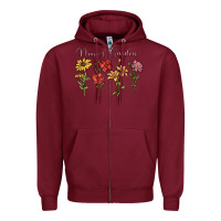 Burgundy nana's garden Zipper Hoodie - MaliasSmallBusiness