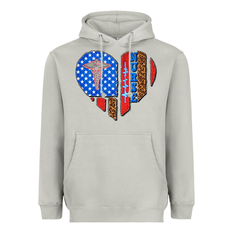 4th Of July Nurse Heart Flag Heavyweight Hoodie by texasbilliewilder | Teevron