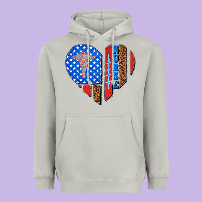 4th Of July Nurse Heart Flag Heavyweight Hoodie Designed By Texasbilliewilder