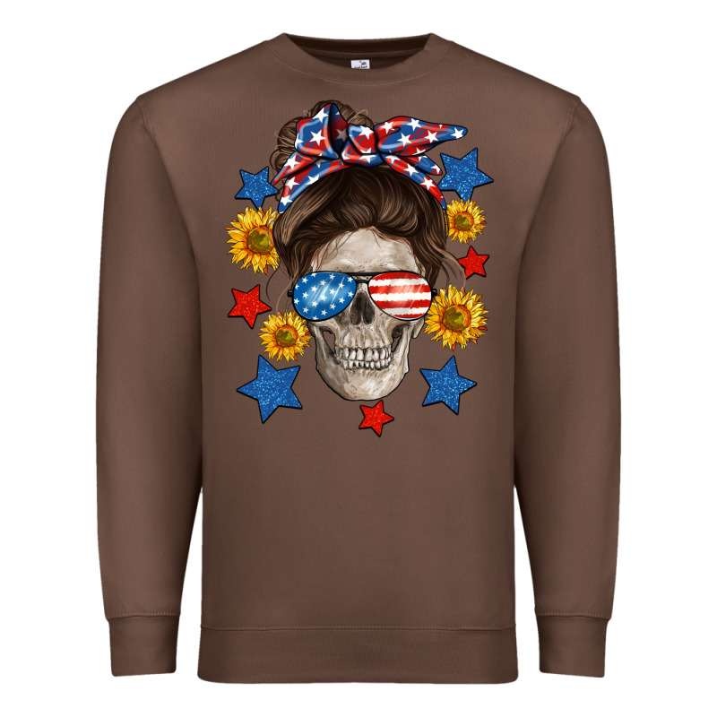 American Mom Skull Premium Sweatshirt by Neo Western | Teevron