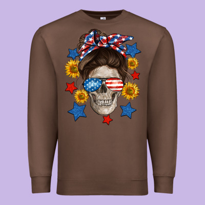 American Mom Skull Premium Sweatshirt Designed By Neo Western