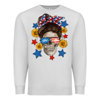 Dove Grey American mom skull Premium Sweatshirt - Neo Western