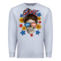 Heather Grey American mom skull Premium Sweatshirt - Neo Western
