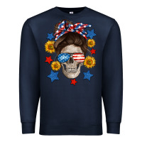 Navy American mom skull Premium Sweatshirt - Neo Western