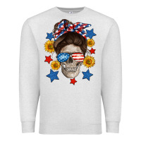 Oatmeal Heather American mom skull Premium Sweatshirt - Neo Western