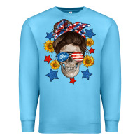 Ocean Blue American mom skull Premium Sweatshirt - Neo Western