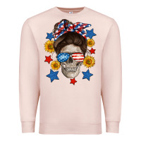 Pale Pink American mom skull Premium Sweatshirt - Neo Western