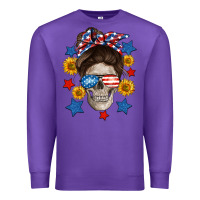 Purple American mom skull Premium Sweatshirt - Neo Western