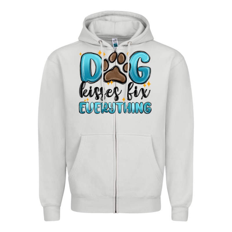 Dog Kisses Fix Everything Zipper Hoodie by MaliasSmallBusiness | Teevron