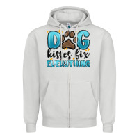 Dove Grey dog kisses fix everything Zipper Hoodie - MaliasSmallBusiness