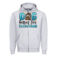 Heather Grey dog kisses fix everything Zipper Hoodie - MaliasSmallBusiness