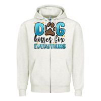 Oatmeal Heather dog kisses fix everything Zipper Hoodie - MaliasSmallBusiness