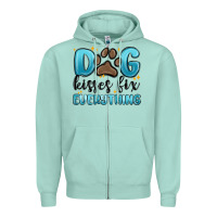 Seafoam dog kisses fix everything Zipper Hoodie - MaliasSmallBusiness