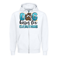 White dog kisses fix everything Zipper Hoodie - MaliasSmallBusiness