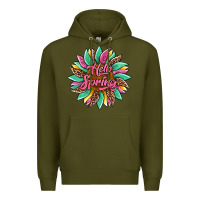 Army Green hello spring sunflower Premium Hoodie - Artiststas