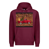 Burgundy christmas truck Premium Hoodie - AdoDesignShop