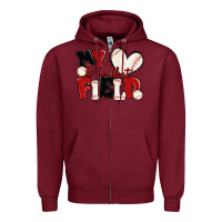 Burgundy my heart is on that field baseball Zipper Hoodie - MaliasSmallBusiness