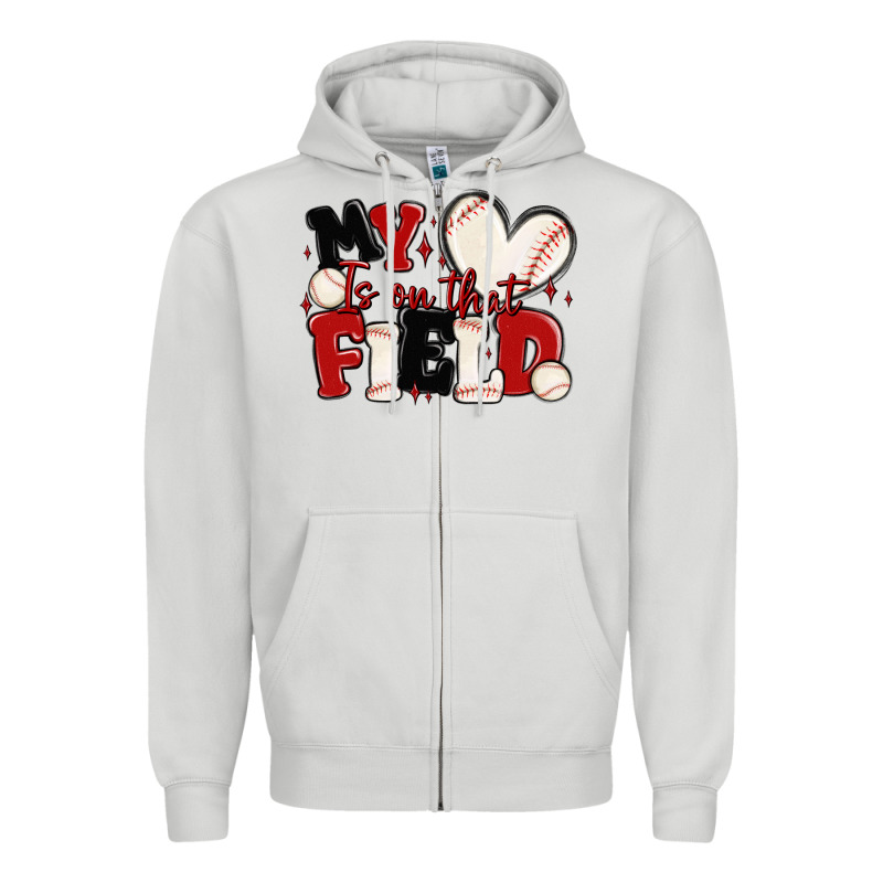 My Heart Is On That Field Baseball Zipper Hoodie by MaliasSmallBusiness | Teevron